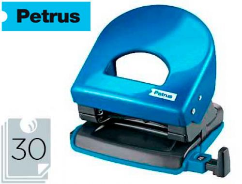 Furador petrus 62 wow azul metalizado capacidade 30 folhas , Petrus , 52375 , 4049793014852